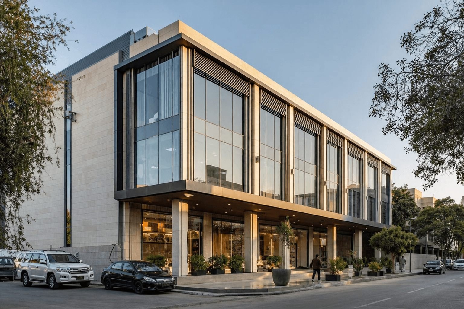 Modern commercial office and retail construction project in Gulberg Lahore